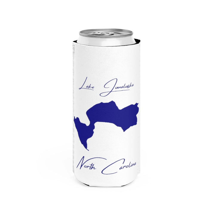 North  Carolina  Lake  Junaluska  Slim  Can  Koozie  front  position  view  from  front  white.webp
