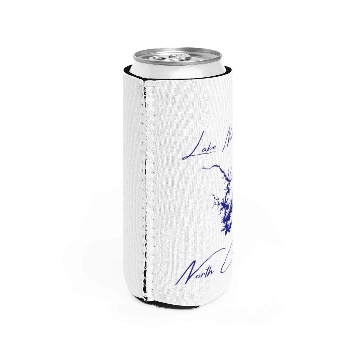 North  Carolina  Lake  Norman  Slim  Can  Koozie  all  position  view  from  right  white.webp