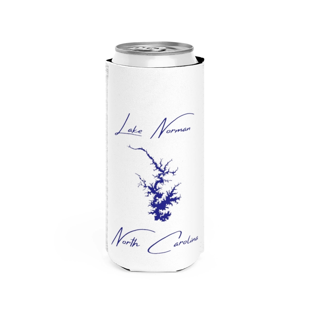 North  Carolina  Lake  Norman  Slim  Can  Koozie  front  position  view  from  front  white.webp