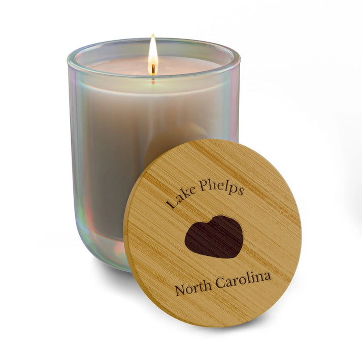 North  Carolina  Lake  Phelps  Engraved  Candle  other  position  view  from  front  opal  iris.webp