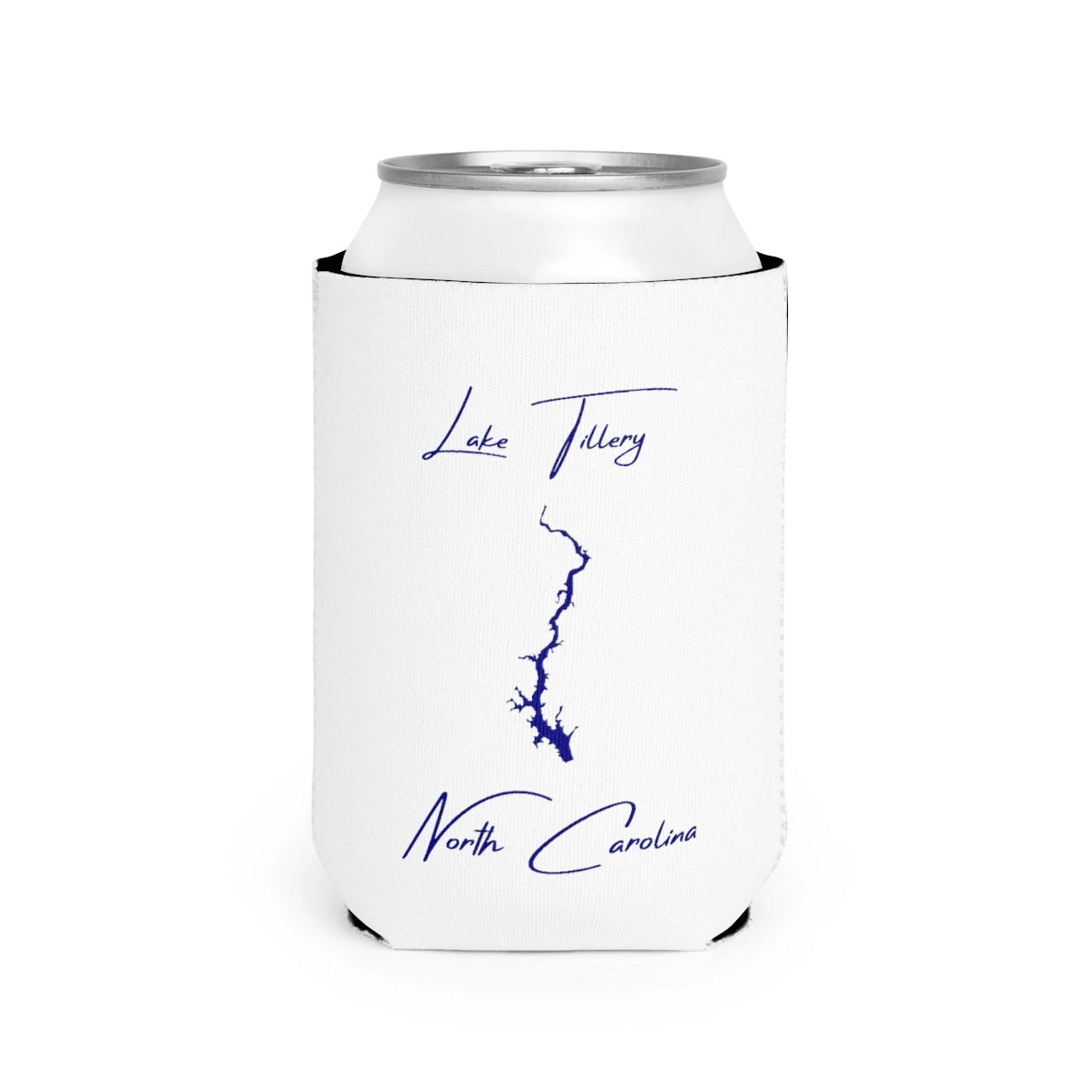 North  Carolina  Lake  Tillery  Can  Koozie  front  position  view  from  front-2  white.webp
