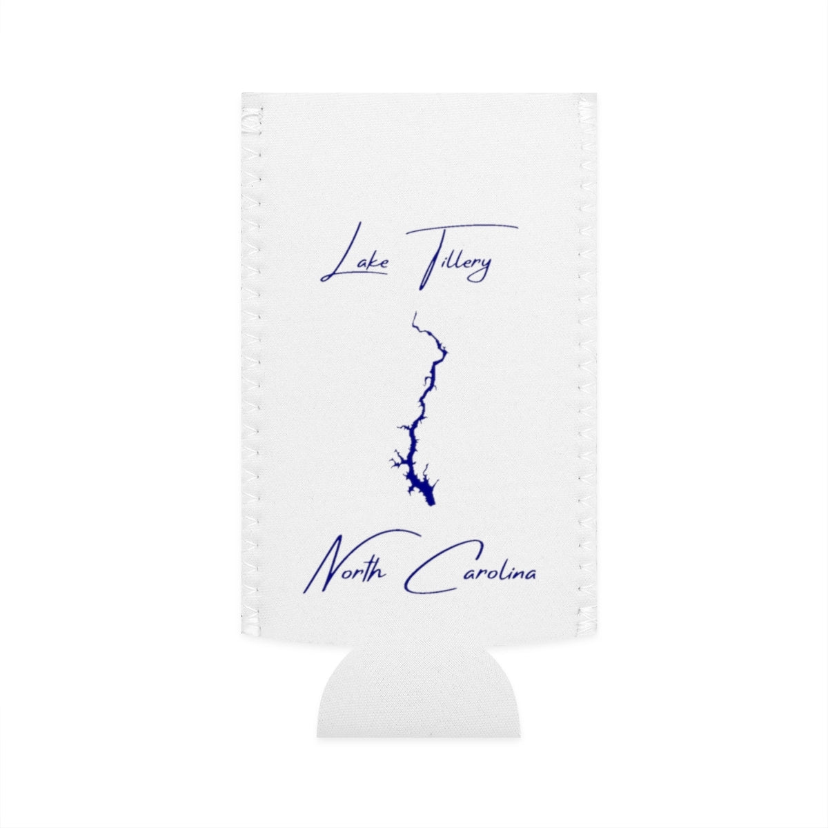 North  Carolina  Lake  Tillery  Slim  Can  Koozie  front  position  view  from  flat-front  white.webp