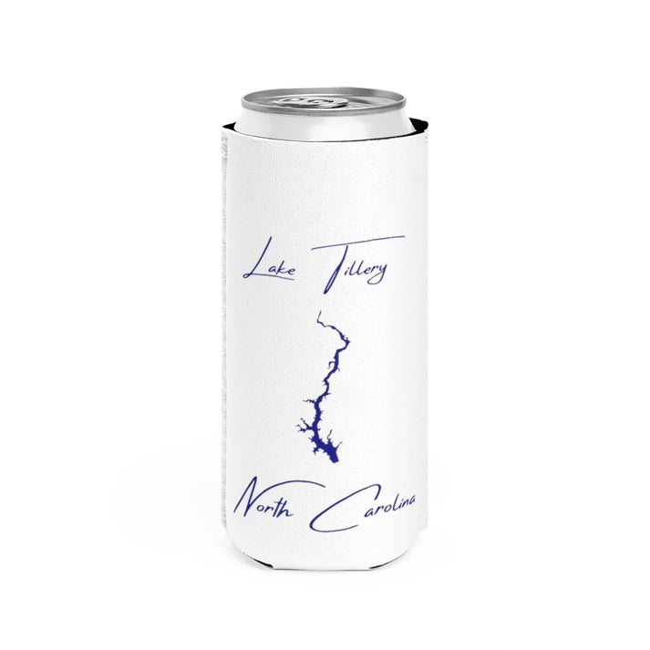 North  Carolina  Lake  Tillery  Slim  Can  Koozie  front  position  view  from  front  white.webp