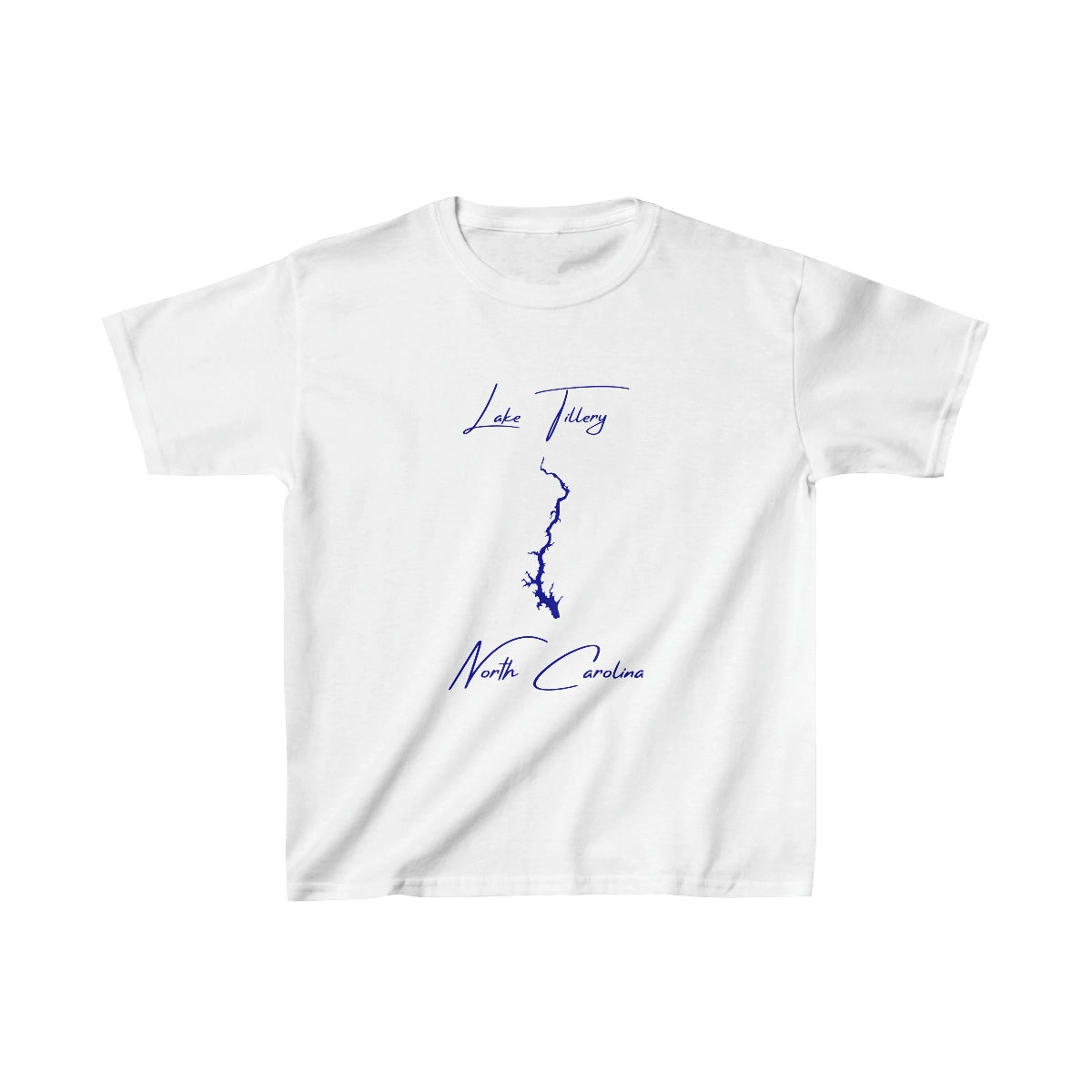 North  Carolina  Lake  Tillery  Youth  T-shirt  front  position  view  from  front  white.webp