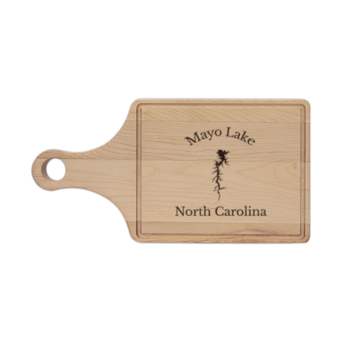 North  Carolina  Mayo  Lake  Engraved  Cutting  Board  front  position  view  from  front  maple.webp