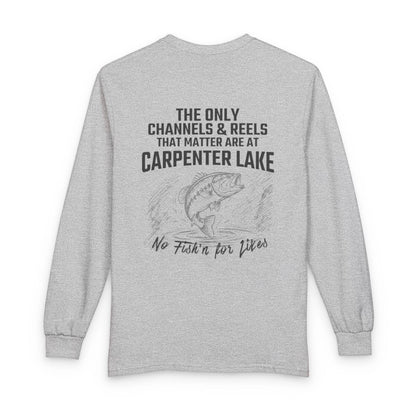 North  Dakota  Carpenter  Lake  Long  Sleeve  Fishing  T-shirt  back  position  view  from  back  sport  grey.webp