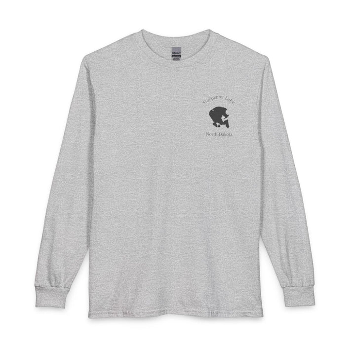 North  Dakota  Carpenter  Lake  Long  Sleeve  Fishing  T-shirt  front  position  view  from  front  sport  grey.webp