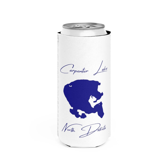 North  Dakota  Carpenter  Lake  Slim  Can  Koozie  front  position  view  from  front  white.webp