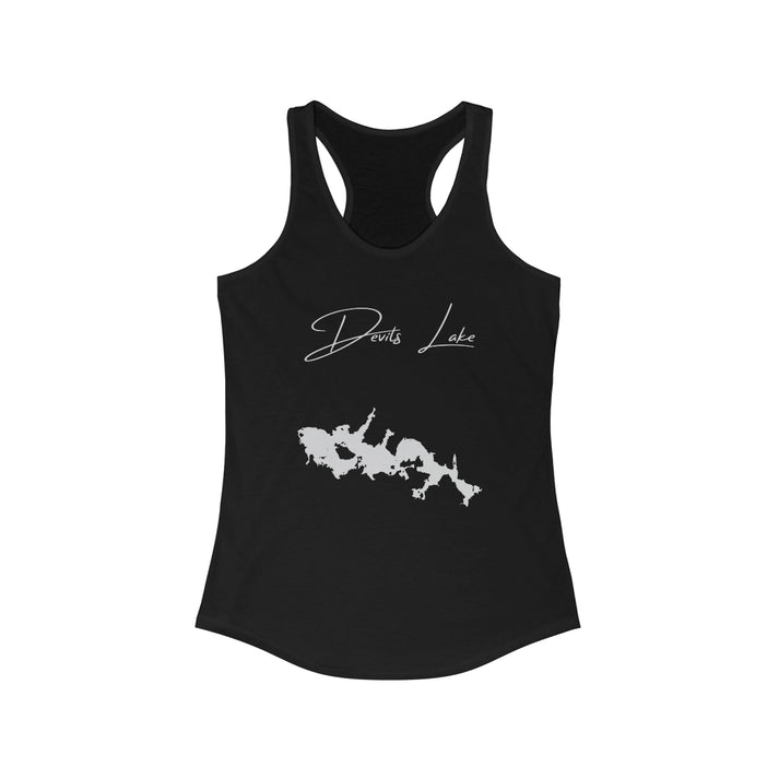 North  Dakota  Devils  Lake  Racerback-Tank  front  position  view  from  front  solid  black.webp