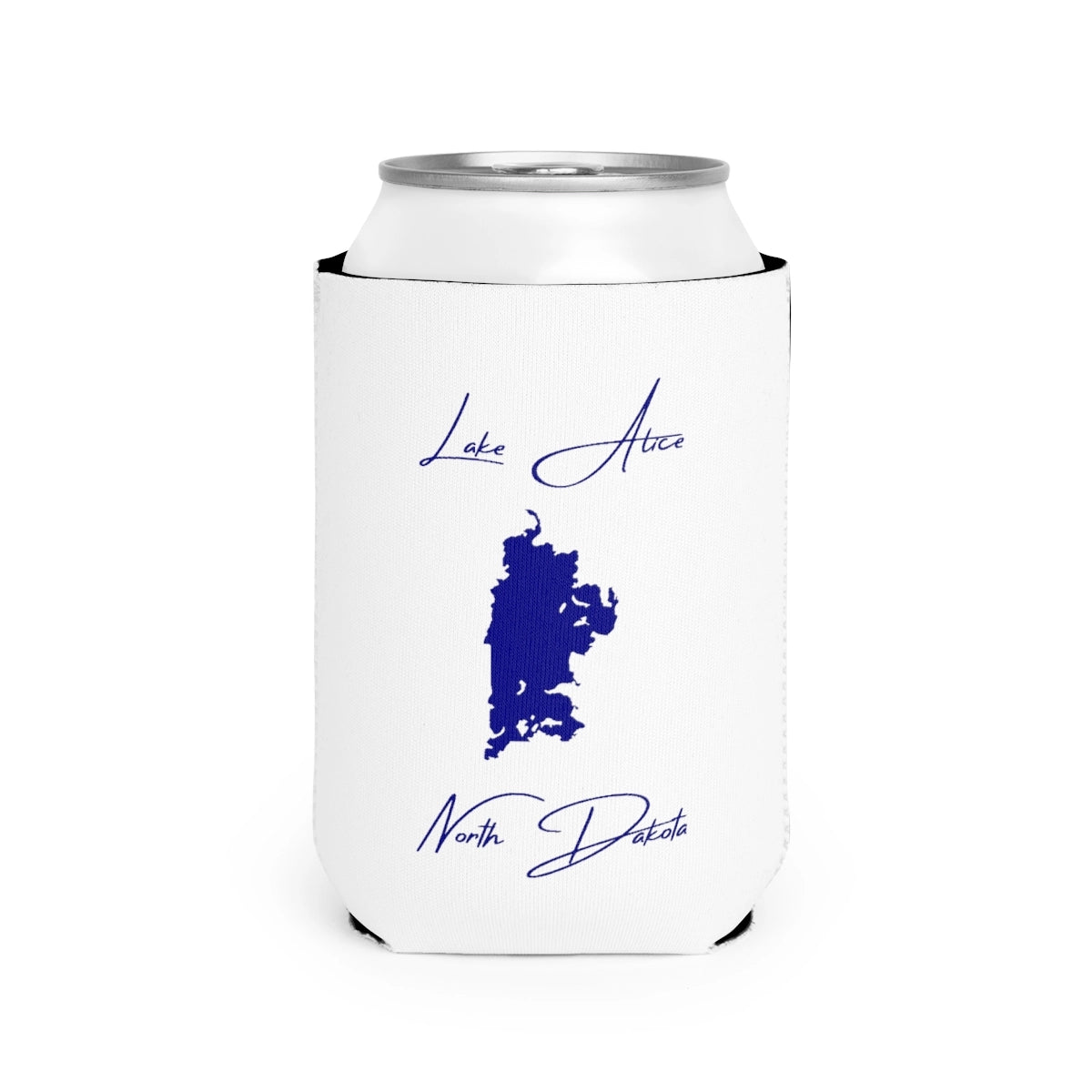 North  Dakota  Lake  Alice  Can  Koozie  front  position  view  from  front-2  white.webp