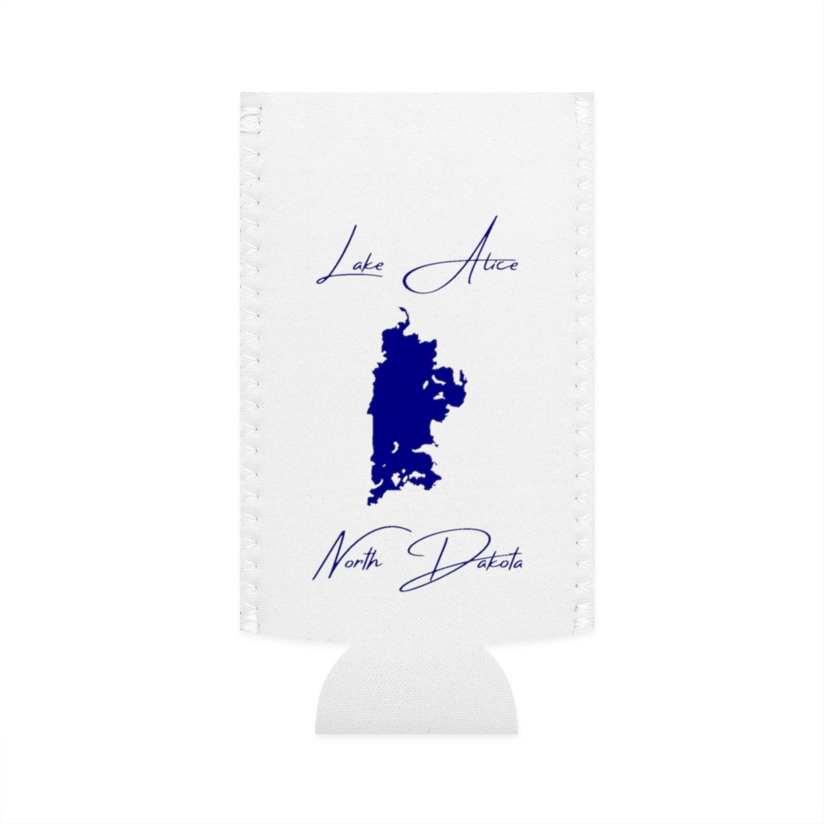 North  Dakota  Lake  Alice  Slim  Can  Koozie  front  position  view  from  flat-front  white.webp