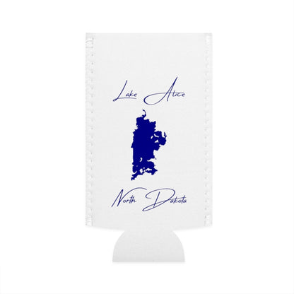 North  Dakota  Lake  Alice  Slim  Can  Koozie  front  position  view  from  flat-front  white.webp