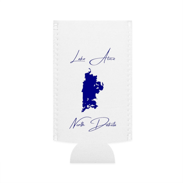 North  Dakota  Lake  Alice  Slim  Can  Koozie  front  position  view  from  flat-front  white.webp