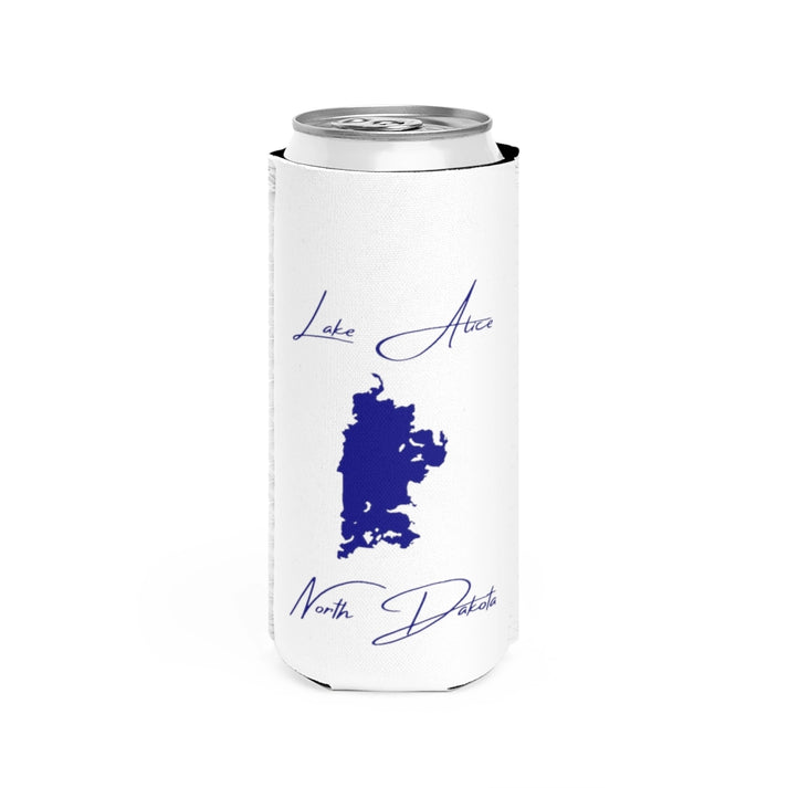 North  Dakota  Lake  Alice  Slim  Can  Koozie  front  position  view  from  front  white.webp