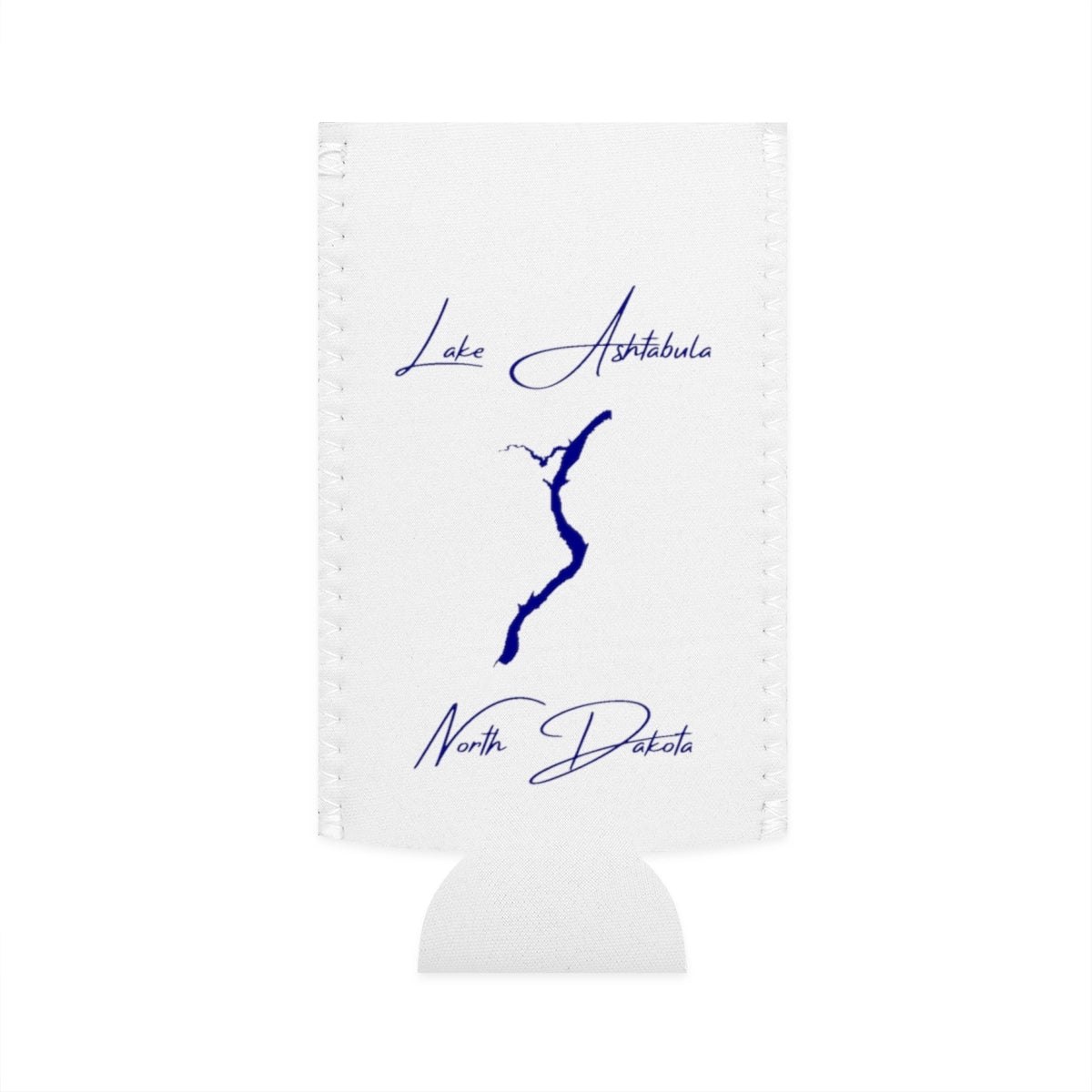 North  Dakota  Lake  Ashtabula  Slim  Can  Koozie  front  position  view  from  flat-front  white.webp