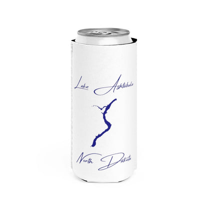 North  Dakota  Lake  Ashtabula  Slim  Can  Koozie  front  position  view  from  front  white.webp