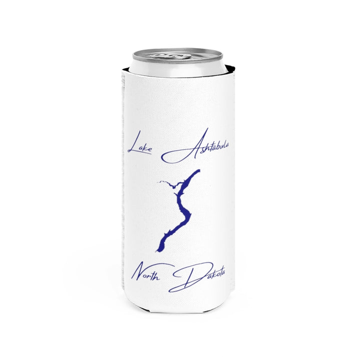 North  Dakota  Lake  Ashtabula  Slim  Can  Koozie  front  position  view  from  front  white.webp
