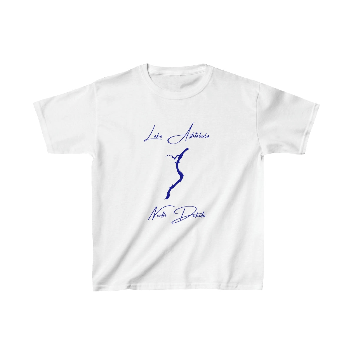 North  Dakota  Lake  Ashtabula  Youth  T-shirt  front  position  view  from  front  white.webp