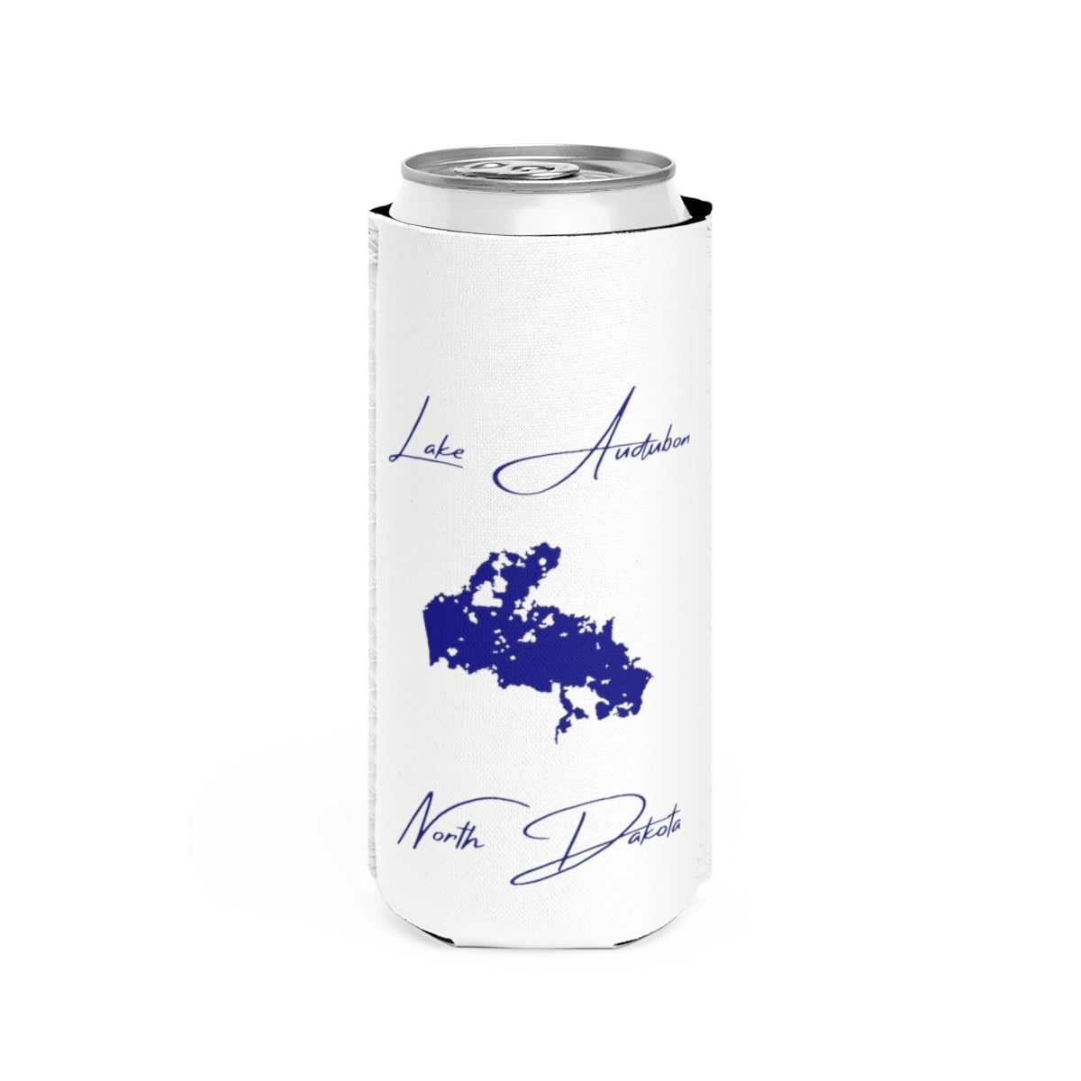 North  Dakota  Lake  Audubon  Slim  Can  Koozie  front  position  view  from  front  white.webp