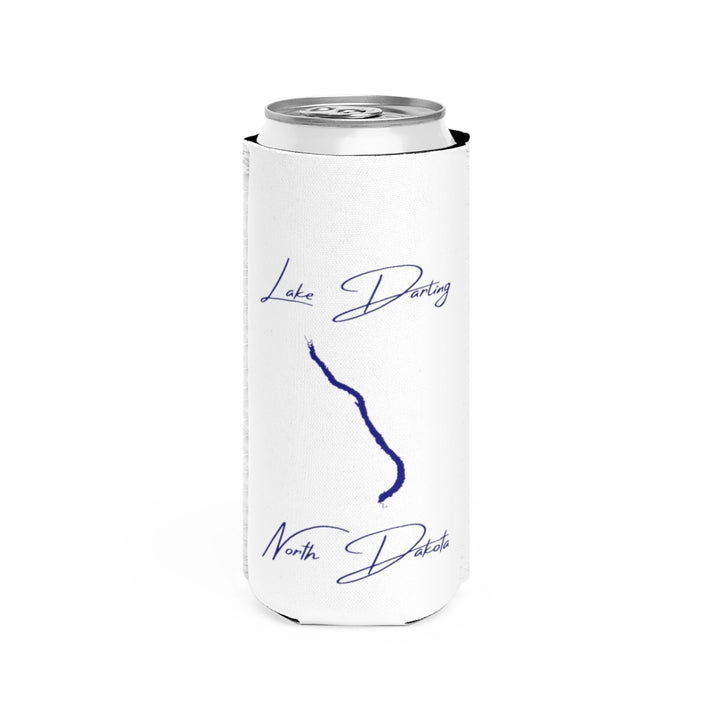 North  Dakota  Lake  Darling  Slim  Can  Koozie  front  position  view  from  front  white.webp