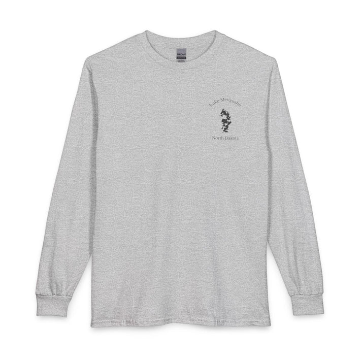 North  Dakota  Lake  Metigoshe  Long  Sleeve  Fishing  T-shirt  front  position  view  from  front  sport  grey.webp