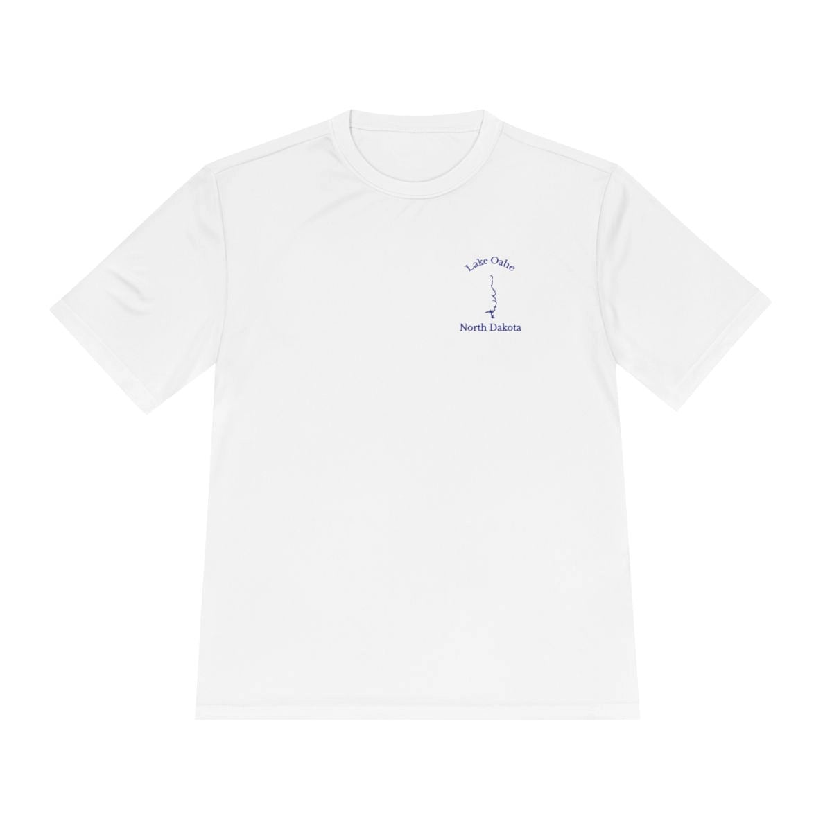 North  Dakota  Lake  Oahe  Moisture  Wicking  Tee  front  position  view  from  front  white.webp