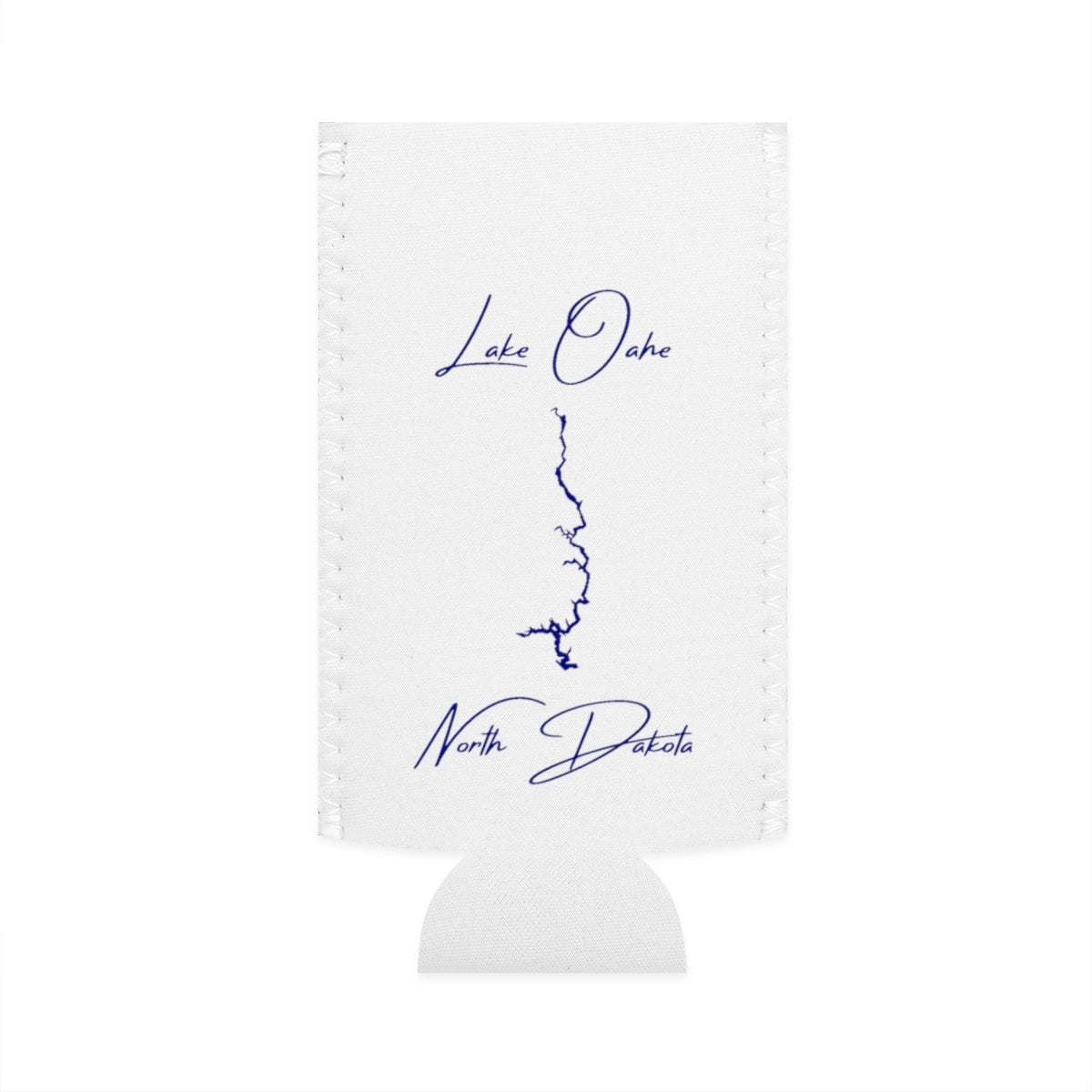 North  Dakota  Lake  Oahe  Slim  Can  Koozie  front  position  view  from  flat-front  white.webp
