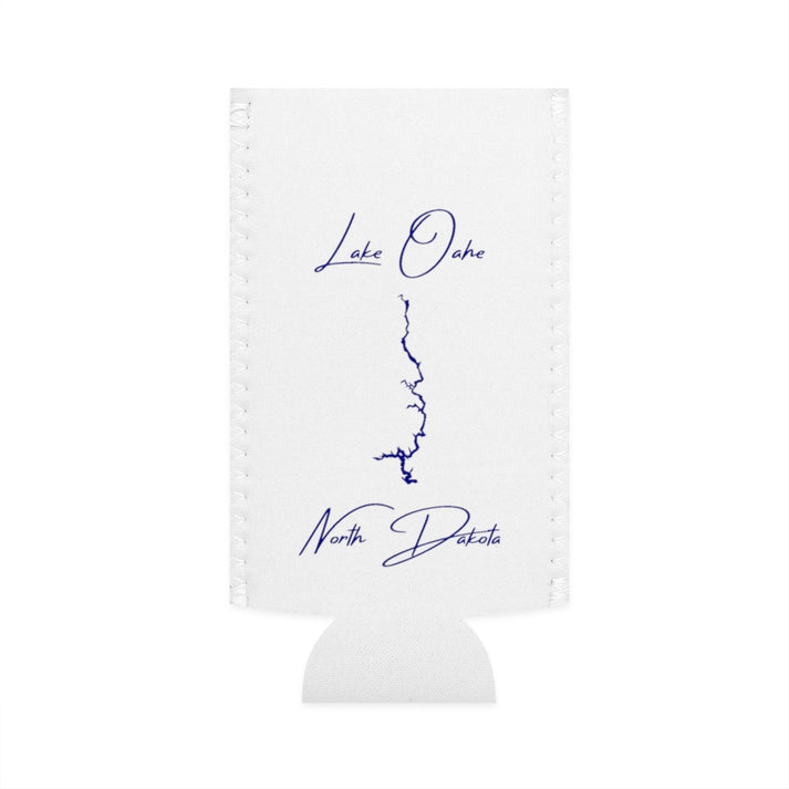 North  Dakota  Lake  Oahe  Slim  Can  Koozie  front  position  view  from  flat-front  white.webp