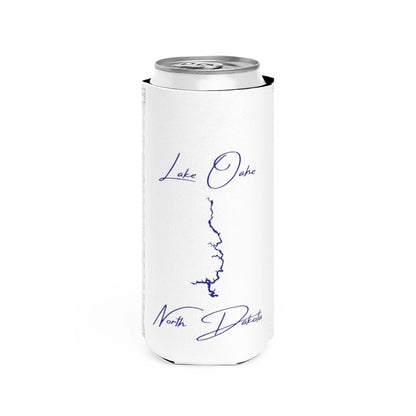 North  Dakota  Lake  Oahe  Slim  Can  Koozie  front  position  view  from  front  white.webp