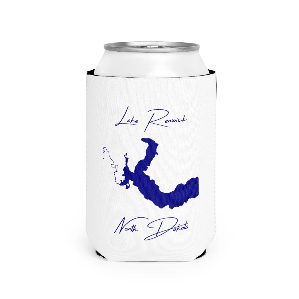 North  Dakota  Lake  Renwick  Can  Koozie  front  position  view  from  front-2  white.webp