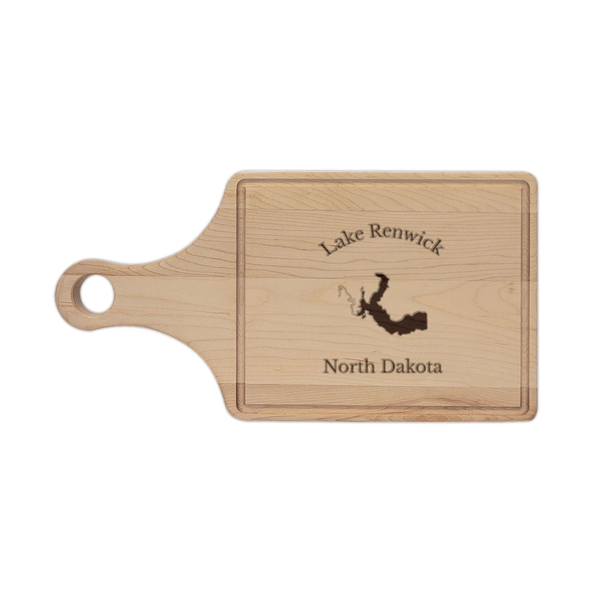 North  Dakota  Lake  Renwick  Engraved  Cutting  Board  front  position  view  from  front  maple.webp