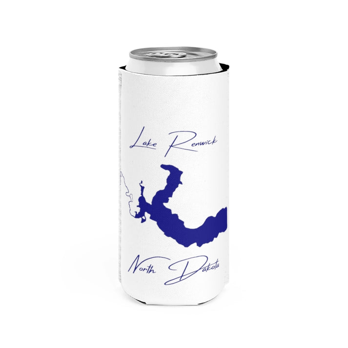 North  Dakota  Lake  Renwick  Slim  Can  Koozie  front  position  view  from  front  white.webp