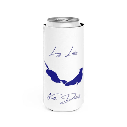 North  Dakota  Long  Lake  Slim  Can  Koozie  front  position  view  from  front  white.webp