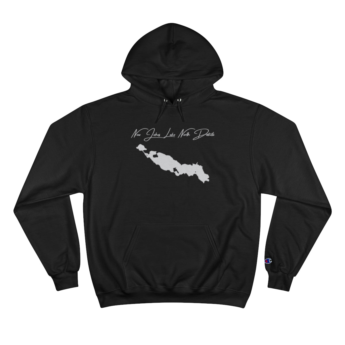 North  Dakota  New  Johns  Lake  Hoodie  front  position  view  from  front  black.webp
