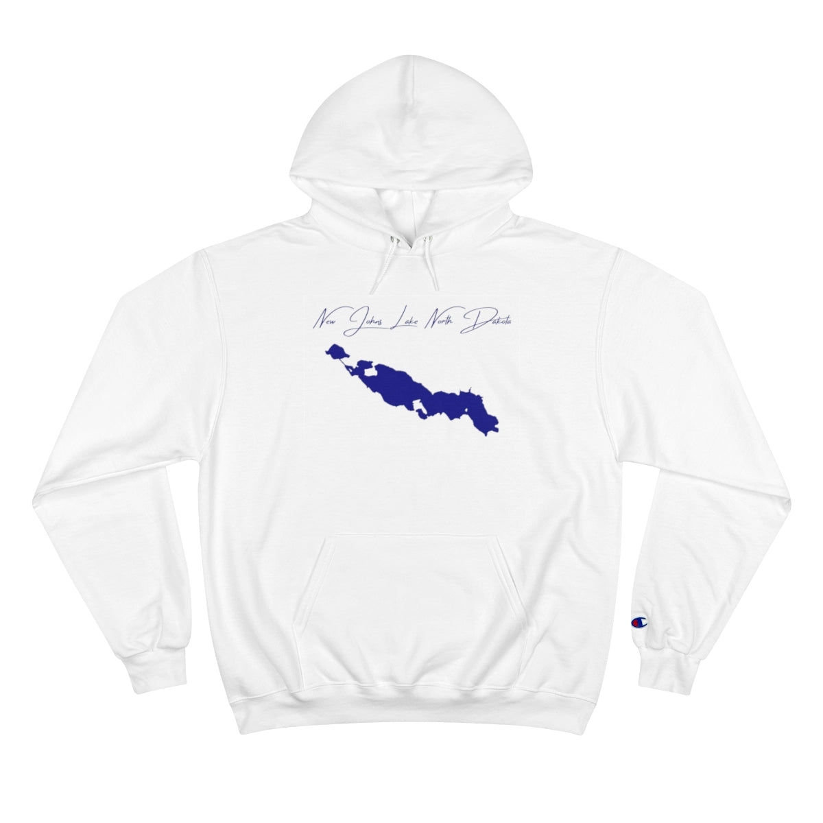 North  Dakota  New  Johns  Lake  Hoodie  front  position  view  from  front  white.webp