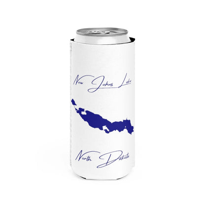North  Dakota  New  Johns  Lake  Slim  Can  Koozie  front  position  view  from  front  white.webp