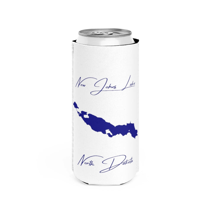 North  Dakota  New  Johns  Lake  Slim  Can  Koozie  front  position  view  from  front  white.webp