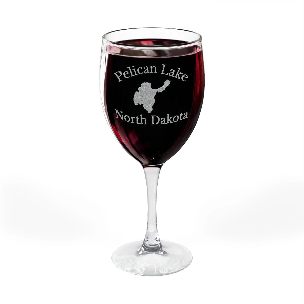 North  Dakota  Pelican  Lake  Engraved  Wine  Glass  other  position  view  from  front-full  10.5oz.webp
