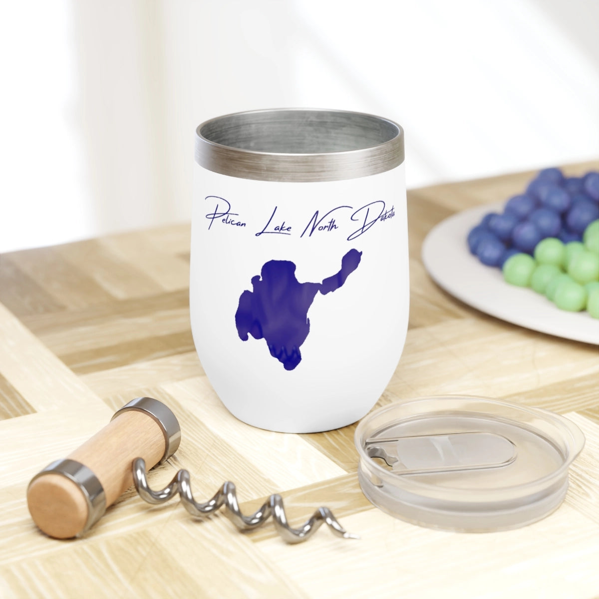 North  Dakota  Pelican  Lake  Wine  Tumbler  other  position  view  from  context  white.webp