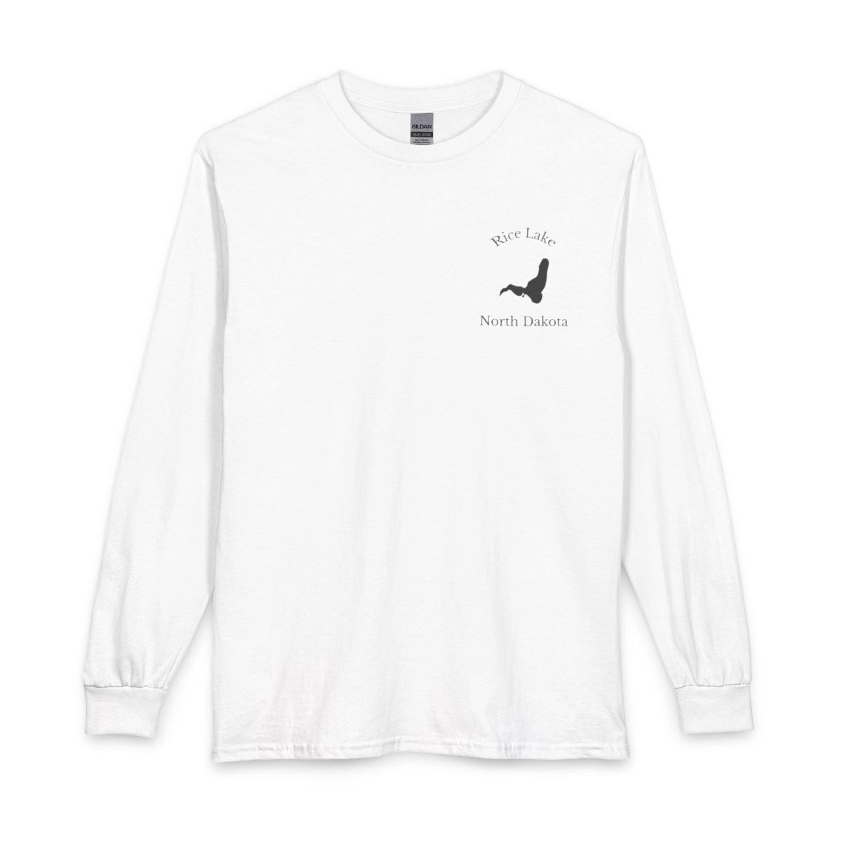 North  Dakota  Rice  Lake  Long  Sleeve  Fishing  T-shirt  front  position  view  from  front  white.webp