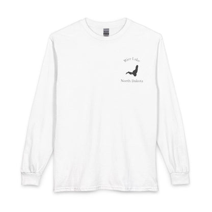 North  Dakota  Rice  Lake  Long  Sleeve  Fishing  T-shirt  front  position  view  from  front  white.webp