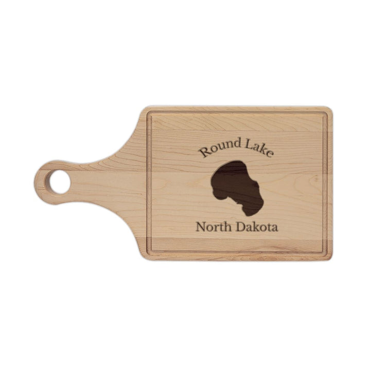 North  Dakota  Round  Lake  Engraved  Cutting  Board  front  position  view  from  front  maple.webp