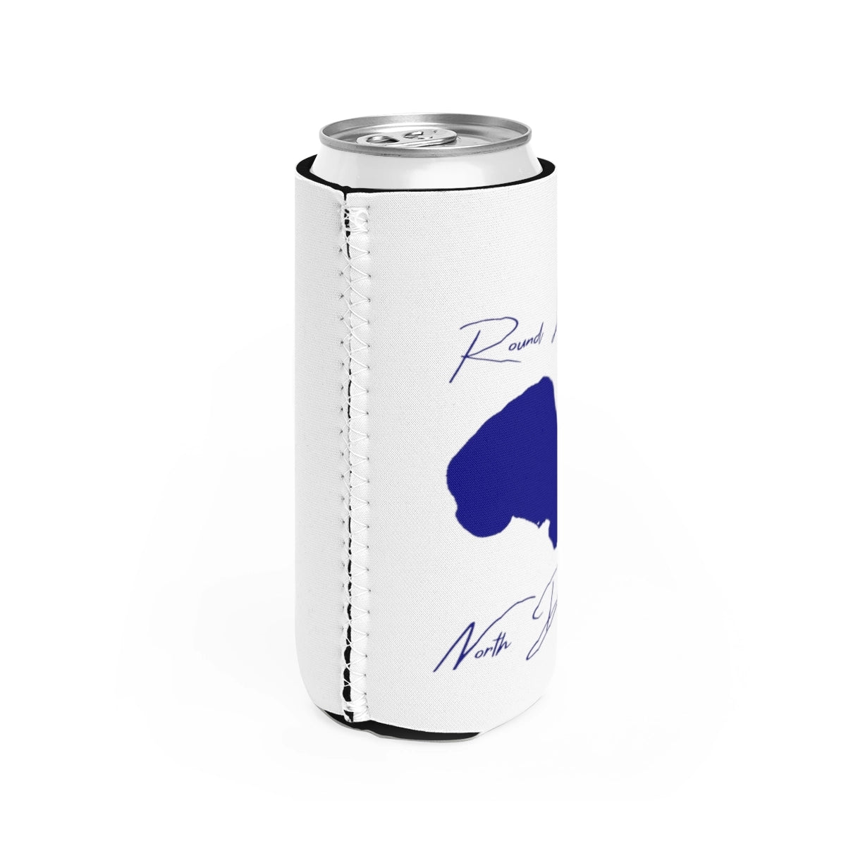 North  Dakota  Round  Lake  Slim  Can  Koozie  all  position  view  from  right  white.webp