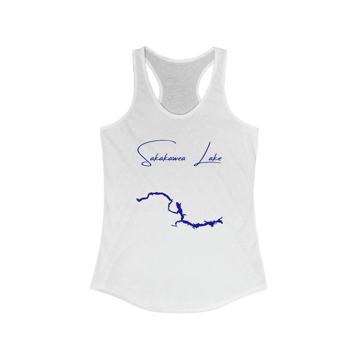 North  Dakota  Sakakawea  Lake  Racerback-Tank  front  position  view  from  front  solid  white.webp