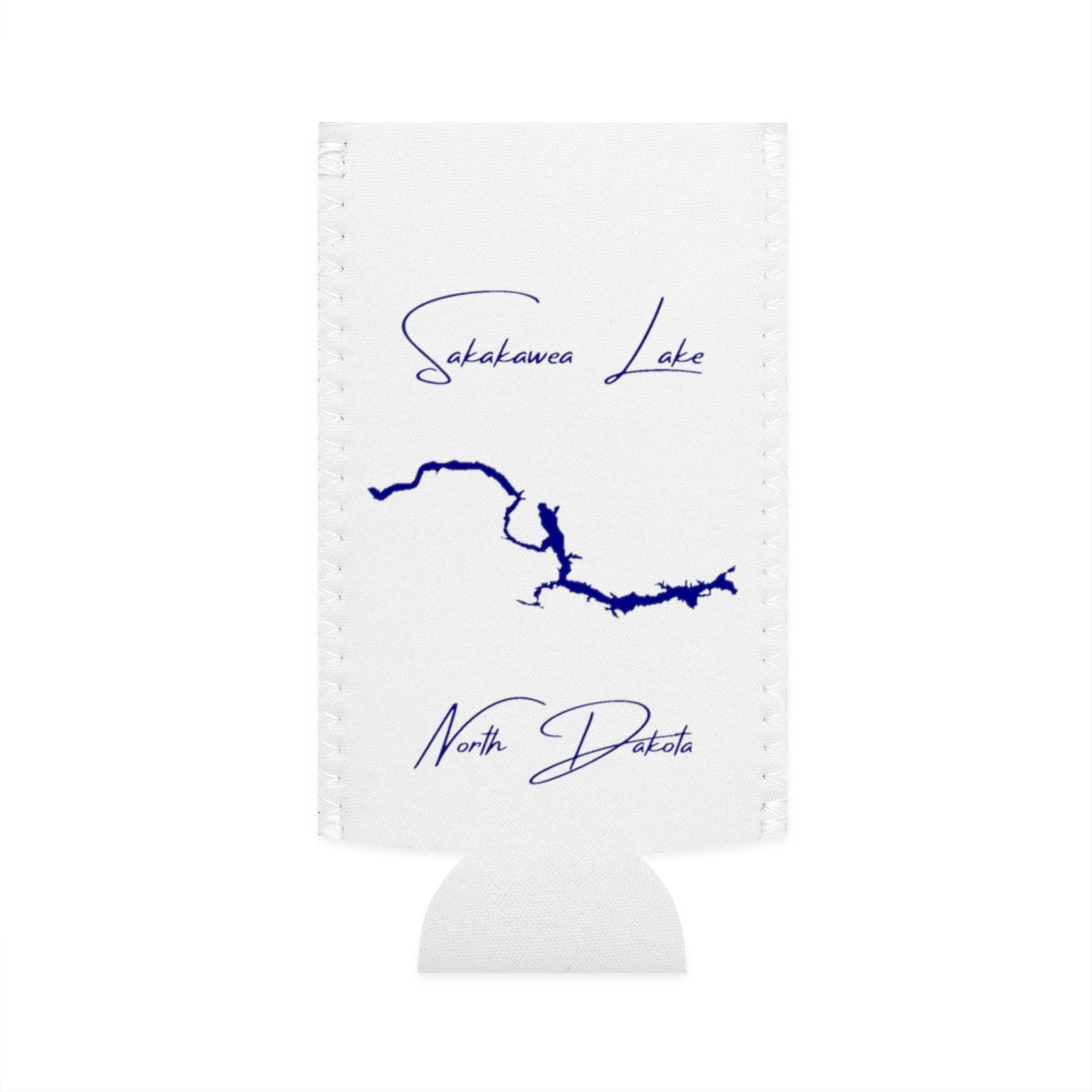 North  Dakota  Sakakawea  Lake  Slim  Can  Koozie  front  position  view  from  flat-front  white.webp