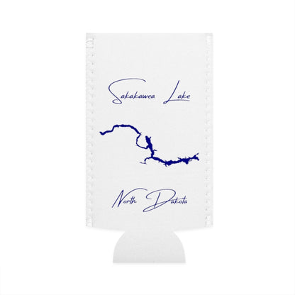 North  Dakota  Sakakawea  Lake  Slim  Can  Koozie  front  position  view  from  flat-front  white.webp