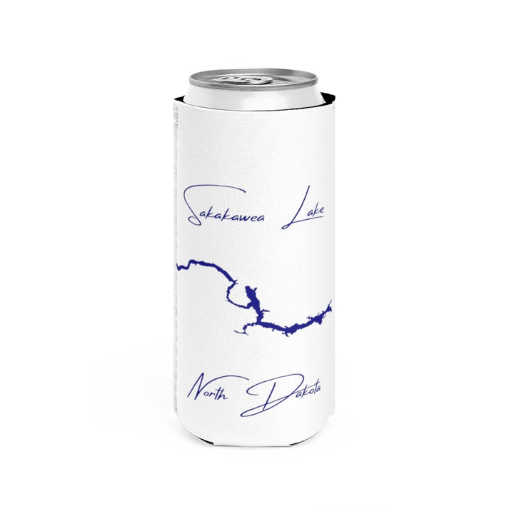 North  Dakota  Sakakawea  Lake  Slim  Can  Koozie  front  position  view  from  front  white.webp