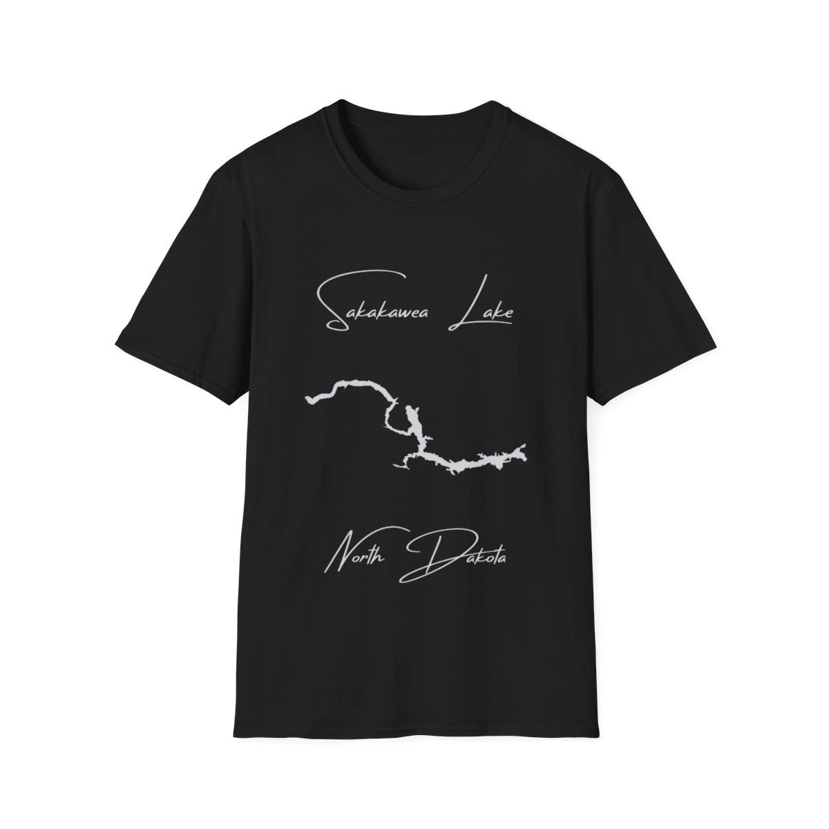 North  Dakota  Sakakawea  Lake  T-shirt  front  position  view  from  front  black.webp