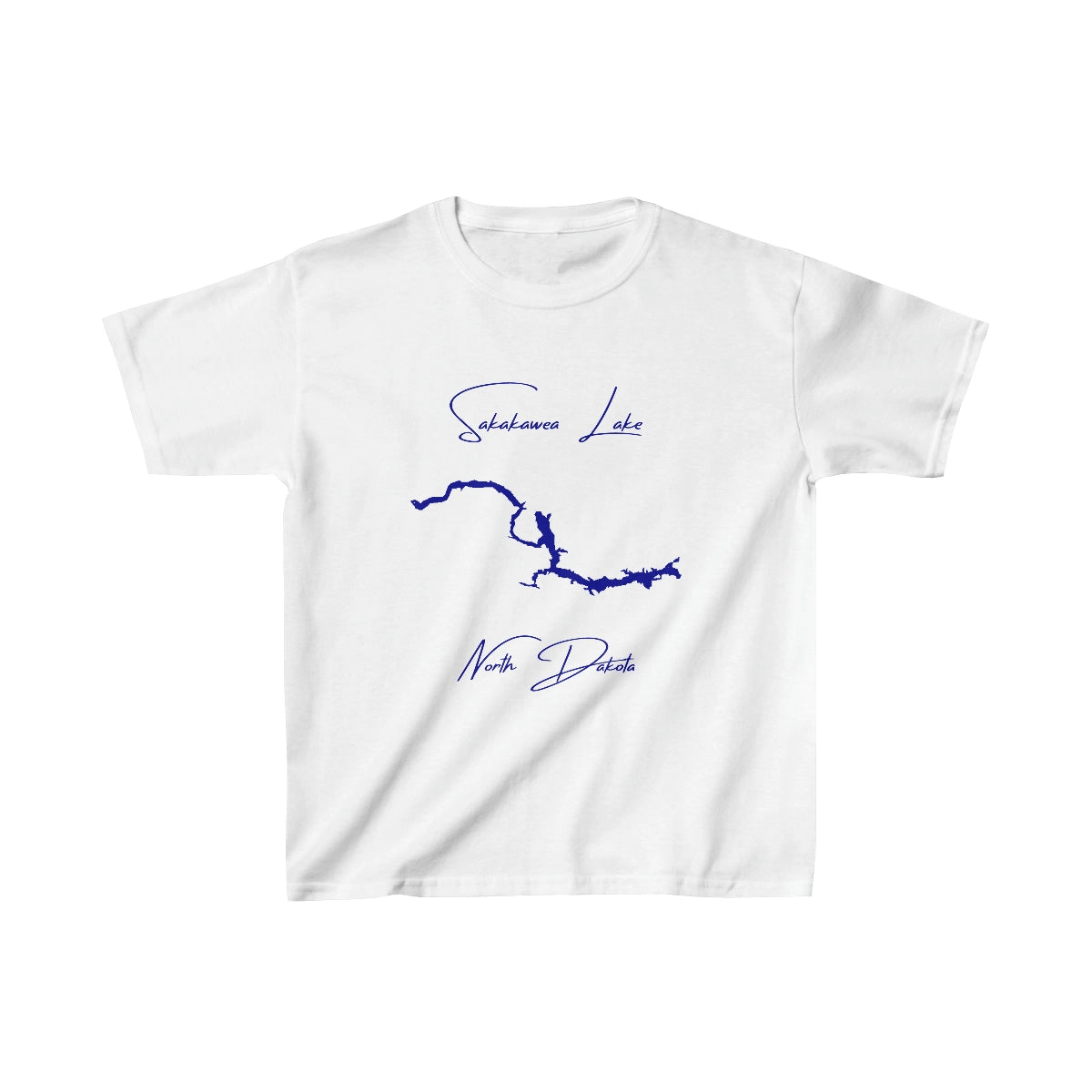 North  Dakota  Sakakawea  Lake  Youth  T-shirt  front  position  view  from  front  white.webp