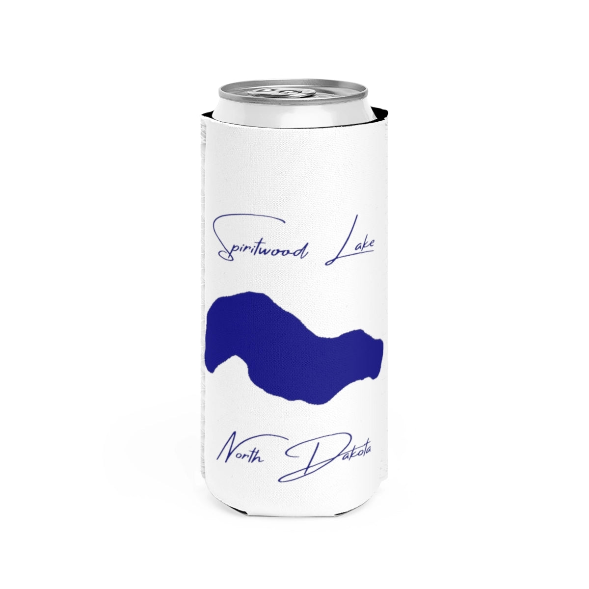 North  Dakota  Spiritwood  Lake  Slim  Can  Koozie  front  position  view  from  front  white.webp